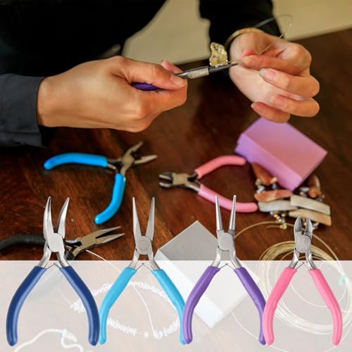 4 Pack Jewelry Pliers Set, Jewelry Making Pliers Tools - style: 4pcs-Mixed Color