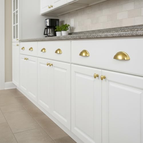 3 Inch Brushed Gold Drawer Pulls Cabinet Cup Pulls 10 Pack 1886 - color: Brushed Gold