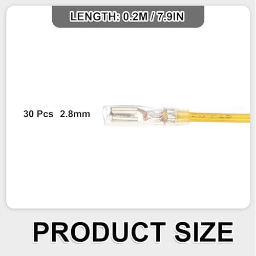 MECCANIXITY 30Pcs 2.8mm Female Spade Crimp Terminal with 20cm Wires - color: Yellow, size: 2.8mm, 20cm L