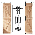 EaseLife 8 FT Double Sliding Barn Door Track and Handle Hardware Kit,Straight Pulley,Slide Smoothly Quietly,Easy Install (8FT Track Kit for 20"~24" Wide Double Door) - size: 8 FT-Double Door Kit