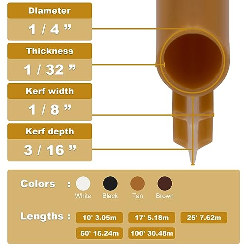 Window Weatherstrip Seal 1/4" Bulb Bubble Kerf Mount Gasket (17', Tan) - color: Tan, size: 17 Feet