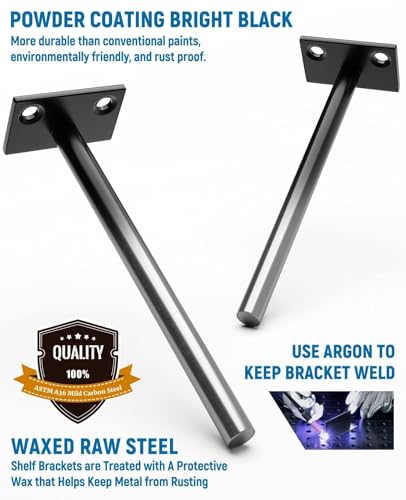 LEOPO 12-Pack 5 inch Floating Shelf Brackets, Hidden Shelf Bracket for Wood - color: Black-12Pack, size: 5 Inch