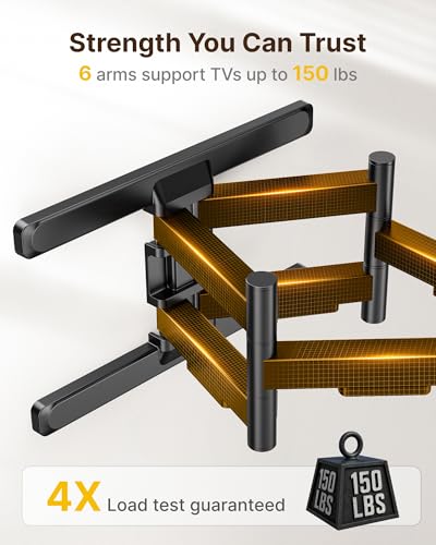 monTEK Full Motion Dual Arm TV Wall Mount for 43-90 Inch TVs - size: 43"-90" Full Motion