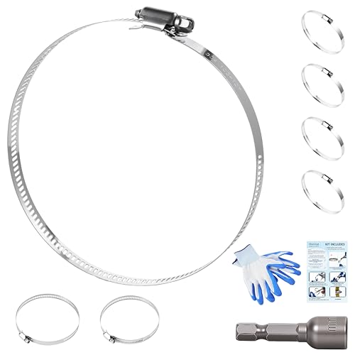 5 Inches Hose clamps, 304 Stainless Steel Worm Gear Hose Clamps,10 Pcs Fuel Line Pipe Clamps - size: 4 in - Φ105~127 mm