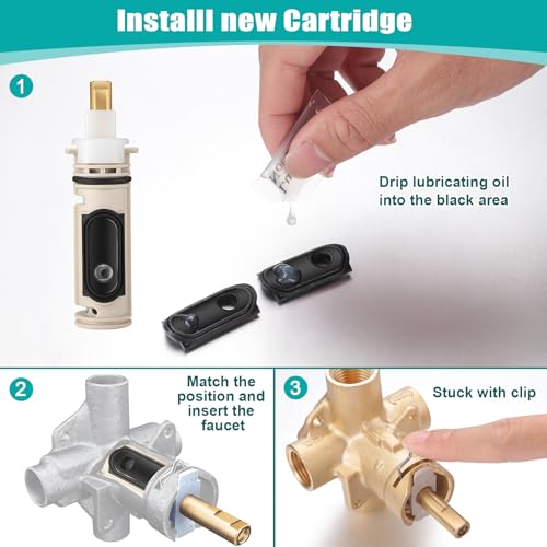 Enhon 2 Pack 1222 Replacement Cartridge Compatible with Moen with Puller, Tub Shower Cartridge Replacement Kit Compatible with Posi temp Faucet, Shower Repair Tool