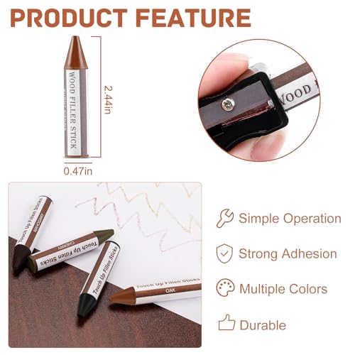 SEISSO Furniture Scratch Repair Crayons Kit, 18 Colors Wood Filler Wax Sticks with Scraper and Sharpener for Wood Furniture, Floors, Cabinets, Tables, Doors, Scratches, Scuffs, Cracks and Small Holes