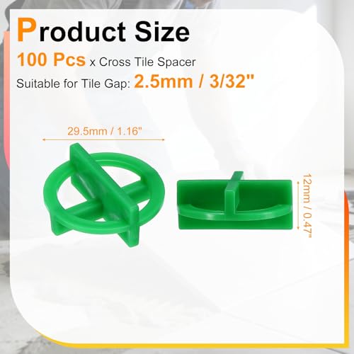 PATIKIL 3/32" (2.5mm) Cross Removable Tile Spacers 100 PCS Green - color: Green, size: 3/32inch (2.5mm)