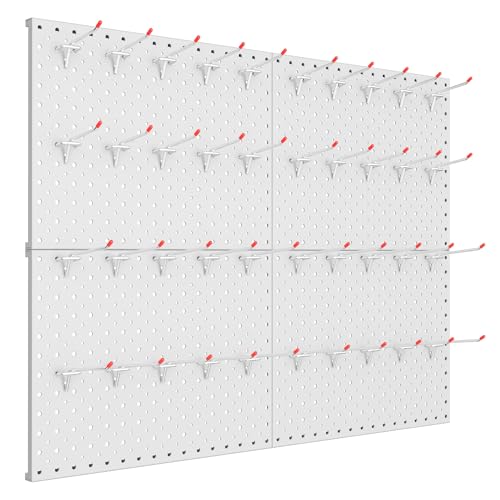 TORACK Metal Pegboard Panels and Hooks, Tool Organizer Peg Board, Grey - color: Light Gray