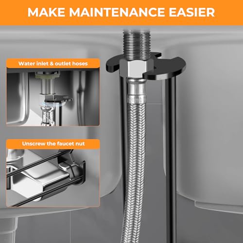 2Pcs Multifunctional Sink Wrench Set, 7 Sizes Basin Wrench Faucet Wrench, Under Sink Wrench Faucet Tool, Faucet Hose Spanner Sink Basin Wrench Four-Jaw Hex Wrench for Kitchen Bathroom Screws & Threads