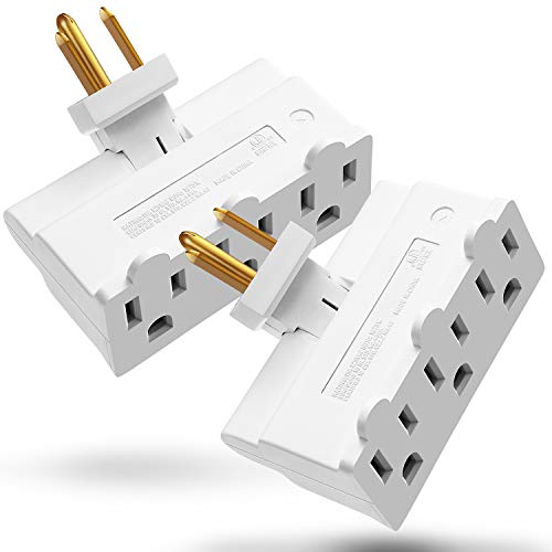 Fosmon 3 Outlet Adapter, Swivel Outlet Plug Three Way Rotating 180 Degree Right Angle Adapter Plug, Electric Wall Extender Indoor, 3-Prong, Grounded- 2 Pack - style: 2 Pack
