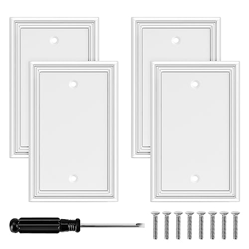 White Modern Decorative Blank Wall Plate Light Switch Cover - size: 1 Gang Single Blank