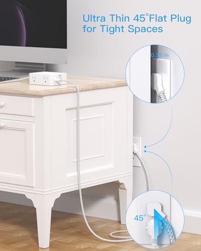 PD 30W USB C Power Strip Surge Protector 6Ft, 1080J Desk Charging Station - color: White&Gray, size: 6ft