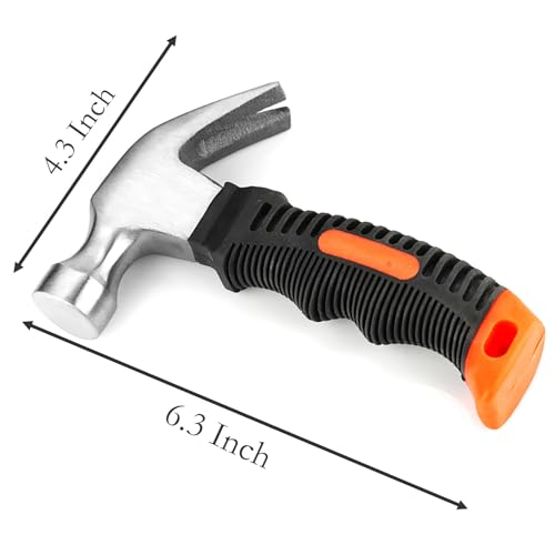 Small Forged Steel Claw Hammer, 1 Pcs 11.6 Oz Tack Stubby Hammer with Leather Handle for Pulling Out and Driving Nails (1)
