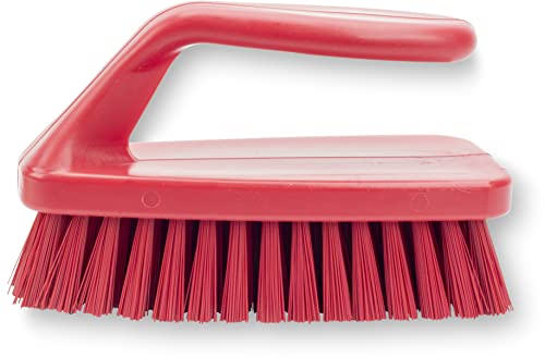 SPARTA Scrub Brush with Iron Shaped Handle and Stiff Bristles, Heavy Duty Scrubber Brush for Kitchen, Bathroom, Shower, Tile, Sink, Carpet and Bakepans, Polypropylene, 6 Inches, Red, (Pack of 6) - color: Red, size: 6 Inches (Pack of 6)