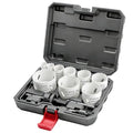 Greywolf 15 pcs Bi-Metal Hole Saw Set, M42 8% Cobalt HSS Hole Saw Kit with 3/4"-2-1/2" (19-64mm) 9-Piece Hole Saw Blades, Box with Arbor, Drill Bit, Hex Key, for Metal, Wood, Plastic - color: White
