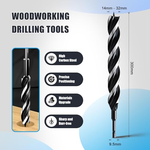 1-1/5" x 12" Auger Drill Bit for Soft and Hard Wood,Hex Shank - size: 1-1/5", style: 12"