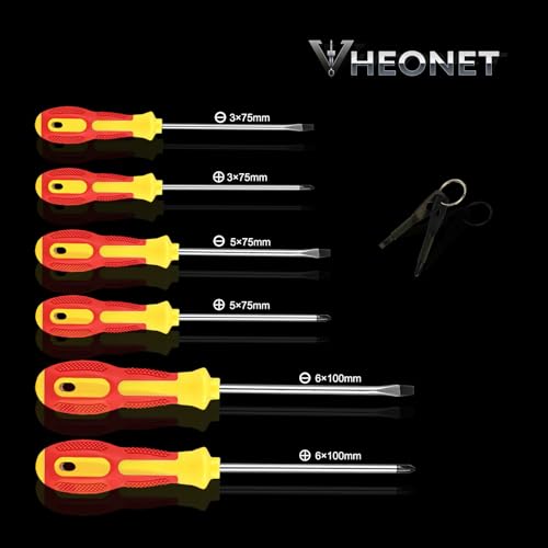 Screwdriver Sets : 6-Piece Magnetic Screwdriver Set with 4-in-1 Keychain Tool | Includes Phillips & Flat Head | Non-Slip Grip for DIY & Home Repair | Practical Gift (Red & Yellow) - color: Red/Yellow