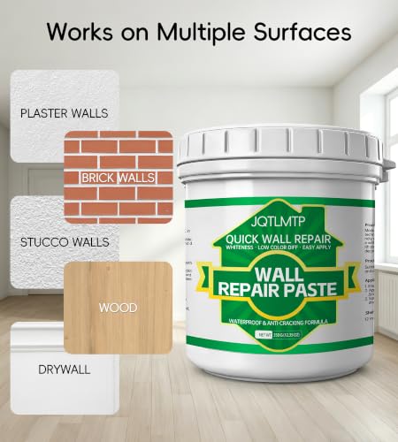 Wall Repair Paste 12 OZ, Drywall Crack & Hole Filler, Fast Drying Spackle for Interior Wall Repair