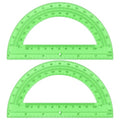 Unjoo Plastic Protractor 6 Inch Math Protractors 180 Degrees, 2 Pack, Green - color: Green