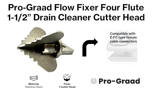 Flow Fixer Drain Cleaner Cutter Head 1.6", Spear, Slot, for 2" - 3" Pipes - style: 1-1/2" Four Flute (for 2" - 3" pipes)