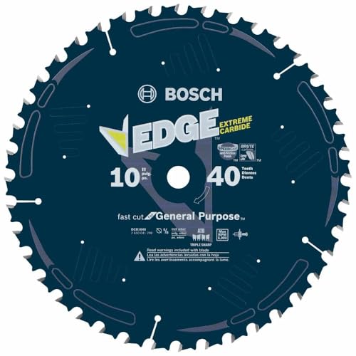 BOSCH DCB1040 Daredevil 10-Inch 40-Tooth General Purpose Circular Saw Blade, Blue - size: 10" Diameter, style: 40 Teeth