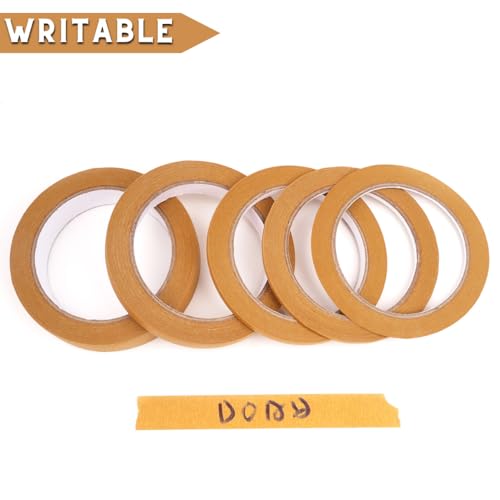 5 Rolls Pinstripe Tape - Masking Tape 1/16", 1/8", 1/4", 1/2", 3/4" - Thin Painters Masking Automotive Tape for DIY, Car, Auto, Paint, Art, Tumblers (Brown) - color: Brown
