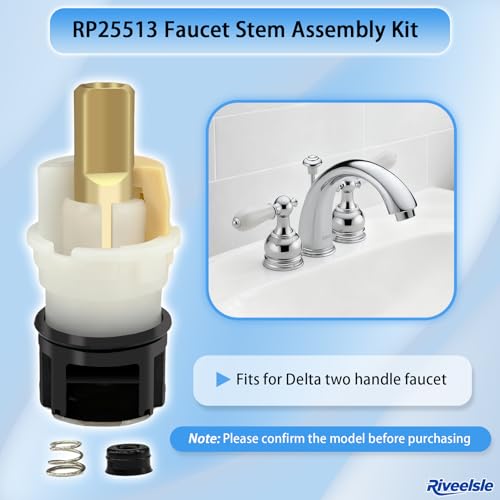 Upgraded RP25513 Faucet Stem Assembly Kit for Delta Two Handle Faucet | With RP24096 Cartridge RP4993 Seat and Spring RP24097 1/4 Turn Stop, 2 Pack