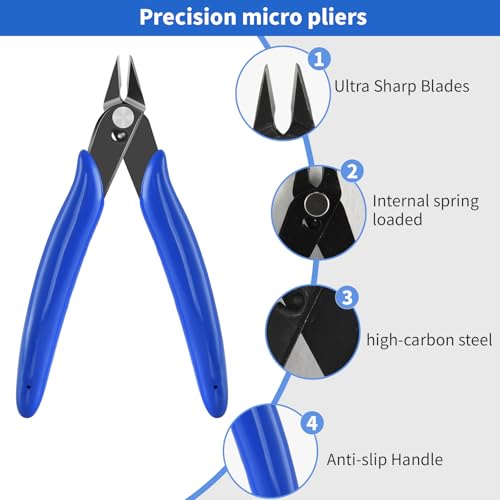 Micro Flush Cutter, 2-Pack Wire Cutters, 5“ Sharp Cutting Pliers - color: 2 Pack
