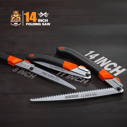REXBETI 14-Inch Folding Pruning Saw, Extra Long Hand Saw for Tree Trimming - size: 14 inch