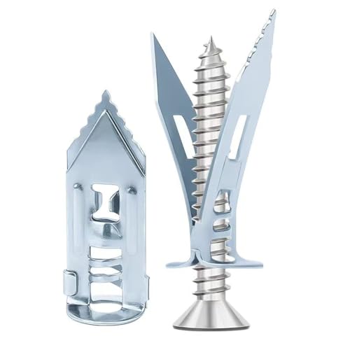 80pcs Silver Self Drilling Drywall Anchor Kit, Carbon Steel Zinc Expansion Wall Anchors (0.47x1.18 Inch) with Self Tapping Screw Heavy Duty, Easy Application No Drill or Holes in Wall. - color: Silver (0.47x1.18inch)