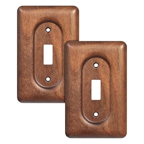Solid Walnut Light Switch Cover Decorative Single Toggle Wall Plate for Rustic Contemporary Interiors (Pack of 2) - color: Walnut wood, size: Single Toggle (Pack of 2)