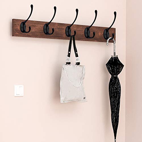 IBosins 10 Pack Black Double Coat Hooks No Rust Hooks for Coat, Scarf, Bag - color: Black