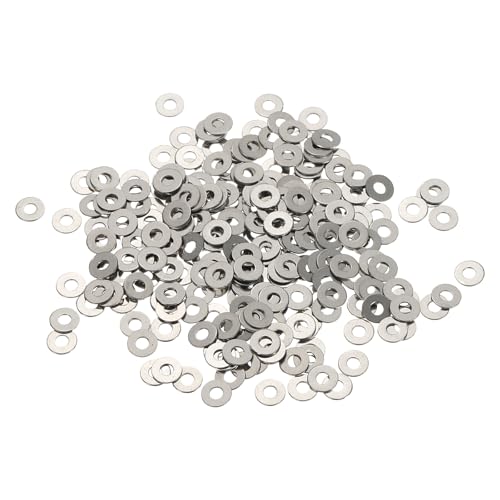 Flat Washers, 304 Stainless Steel Hardware Assorted Washer, 4 x 1.6 x 0.3 mm Fit for Bolts Screws Industrial Use (300 Pack, Silver) - size: 4 x 1.6 x 0.3 mm
