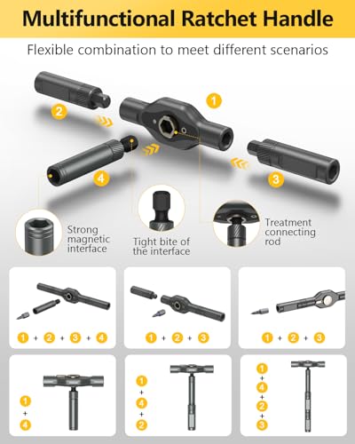ORIA 42 in 1 Screwdriver Set, Magnetic Screwdriver Set, DIY Repair Tool Kit with Free Assembly T Handle, 40 Precision Bits, Portable Case for Furniture, Bicycle, Computer - color: Yellow