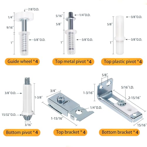 Bifold Door Hardware Repair Kit, 4-Pack Bifold Closet Door Hardware Kit Folding Door Hardware Repair Replacement Tool Kit - style: 4 Pack Silver