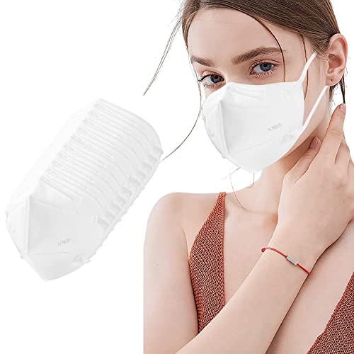 LEMENT 50PCS KN95 Face Mask, Cup Dust Masks with Elastic Ear Loops(White) - color: Adult-50 Pack-white