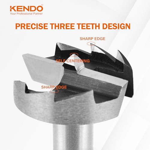 KENDO Forstner Bit Set, 16-Piece Alloy Steel for Woodworking | Round Shank Forstner Drill Bits for Hardwood, Softwood, Plastic, Plywood with Case, 1/4" to 2-1/8" - style: 16 Piece