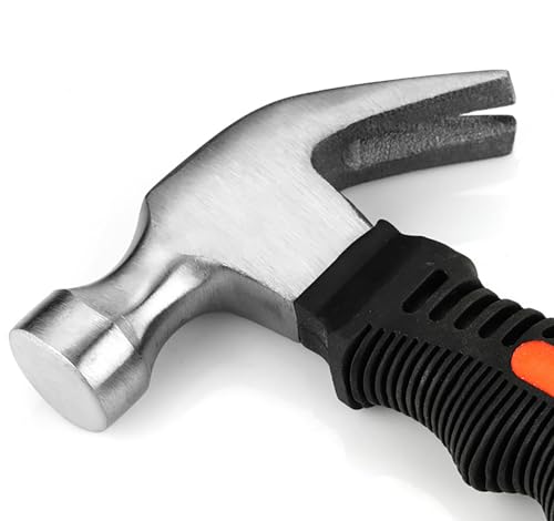 Small Forged Steel Claw Hammer, 1 Pcs 11.6 Oz Tack Stubby Hammer with Leather Handle for Pulling Out and Driving Nails (1)