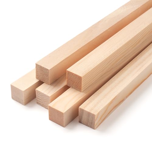Square Wooden Dowel Rods, 6 PCS 3/4" x 12" Square Wood Dowel Rods Wooden Sticks for Crafts, Unfinished Hardwood Sticks Wood Strips for Woodworking, Crafting, Arts and DIYers, Home Decor, Model Making - size: 3/4"×12"-6PCS