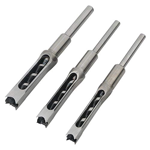 3pcs Woodworking Square Hole Drill Bits Mortising Chisel Set | Countersink Bits, Hole Saw Power Tool Kits, 9/16, 5/8, 3/4-Inch