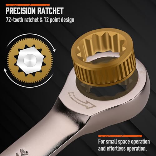 HORUSDY 12-Piece SAE Ratcheting Wrench Set | 1/4” to 7/8“ | Ratchet Combination Wrenches Set with Organizer | 72-Teeth | Chrome Vanadium Steel - style: 12-Piece SAE Ratcheting - Basic