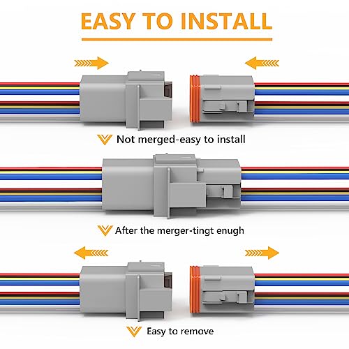 Newdeli Deutsch 8 Pin Connector Kit Waterproof Electrical Connector 16 AWG Male and Female Automotive Wire Connectors for Car Truck Boat, Dt Connector 2 Sets - size: DT Connector 2 Sets 8 Pin