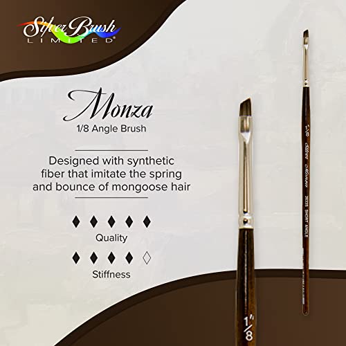 Silver Brush Limited Monza Short Angle Oil Paintbrush, Size 1/8 Inch - size: 1/8-Inch