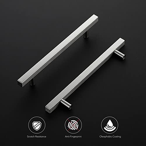 Ravinte Square Cabinet Handles, 15 Pack, 6.25" Hole Centers, Brushed Nickel - color: Brushed Nickel, size: 6.3 inch hole center
