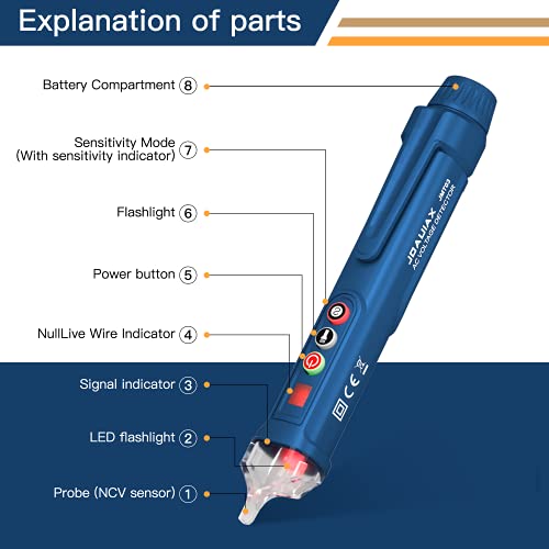 Non-Contact Voltage Tester,Electrical Voltage Detector Pen Null/Live Wire Tester Breakpoint Finder Voltage Measuring Tool Dual Range AC 12V/48V-1000V