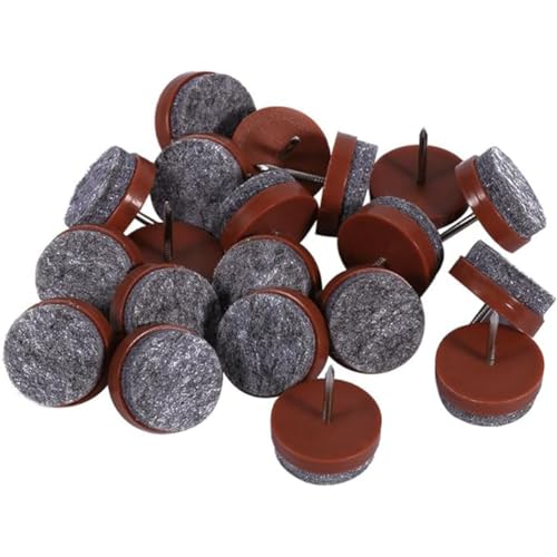 Nailed to The Felt mat 12 PCS - 24 mm/0.95 inch Felt Furniture Pads - Brown. Chair Leg Floor Protectors - Nail in Furniture Pads for Furniture Legs - The Best Felt Chair Pads for Hardwood Floors