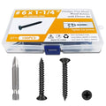 100PCS #6 x 1-1/4" Black Wood Screws, Flat Head Stainless Steel Sheet Metal Screws, Fast Self Tapping Screws for Deck Drywall Concrete Screws with Screwdriver Bit - style: Black #6X1-1/4" Flat Head 100PCS