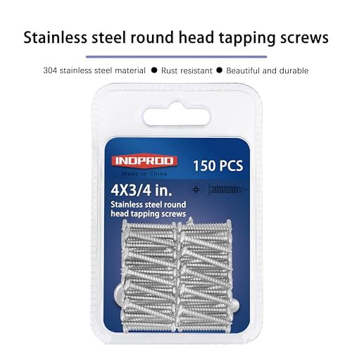 #4x3/4 Wood Screw, Phillips Pan Round Head, 304 Stainless Steel, Self Tapping Sheet Metal Screws, M3 x 20mm, 150-Piece - size: #4x3/4" (M3x20mm)