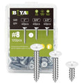 White Screws-120pcs #8 White Flat Head Self Tapping Screws Assortment Kit - color: White