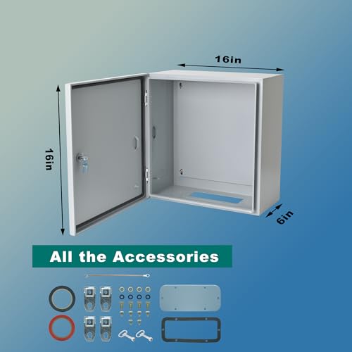 Waterproof Electrical Enclosure 16 x 16 x 6'', Outdoor Electrical Box Weatherproof, Electrical Junction Box with Reinforced Lock - size: 16 x 16 x 6''
